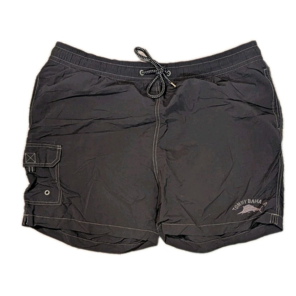 Tommy Bahama Relax Swim Shorts Mens XL Black Resort Beach Boat Fish Cargo Pocket